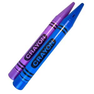 2 Crayon Jumbo Giant 35" Vintage 1988 Fantasia Coin Bank Blue Purple Display